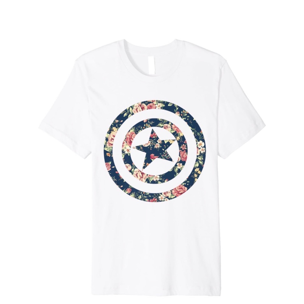Marvel Comics Captain America Avenger Floral Shield  Kids Size Large (10-12)